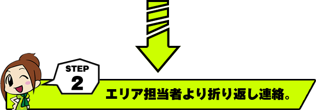２．エリア担当者より折り返し連絡。